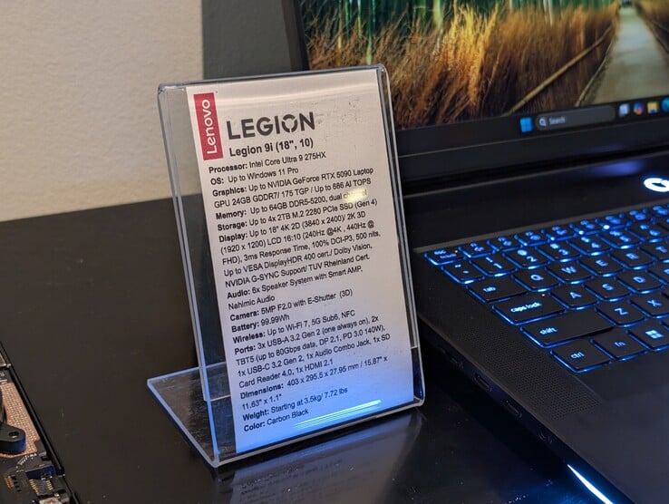 Технические характеристики Lenovo Leggion 9i (источник изображения: Notebookcheck)