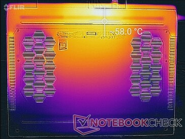 Нагрев под нагрузкой, днище ноутбука