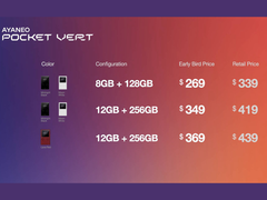 Цены на различные конфигурации Ayaneo Pocket Vert (источник изображения: Ayaneo)