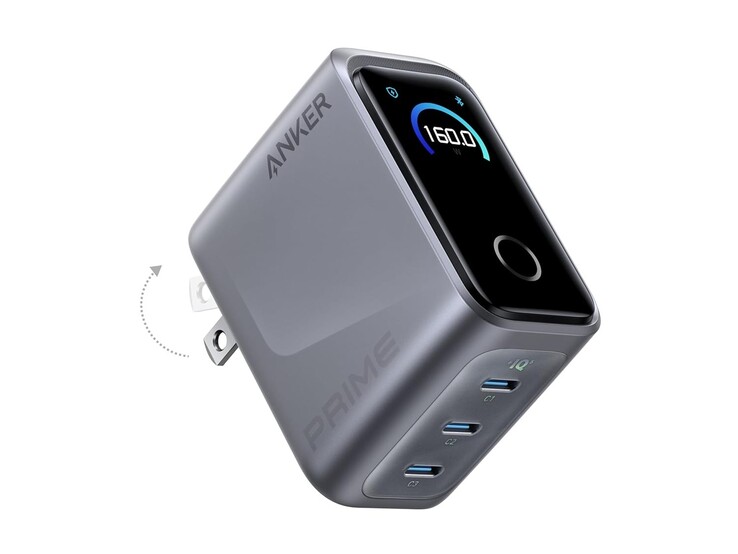 Зарядное устройство Anker Prime (160 Вт, 3 порта, интеллектуальный дисплей). (Источник изображения: Anker)