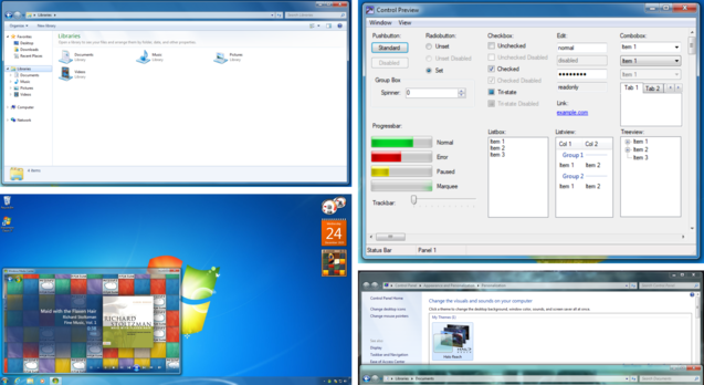 Classic 7 поддерживает стартовое меню и панель задач Windows 7, темы, гаджеты и оригинальное стекло Aero Glass, которое впервые появилось в Windows Vista