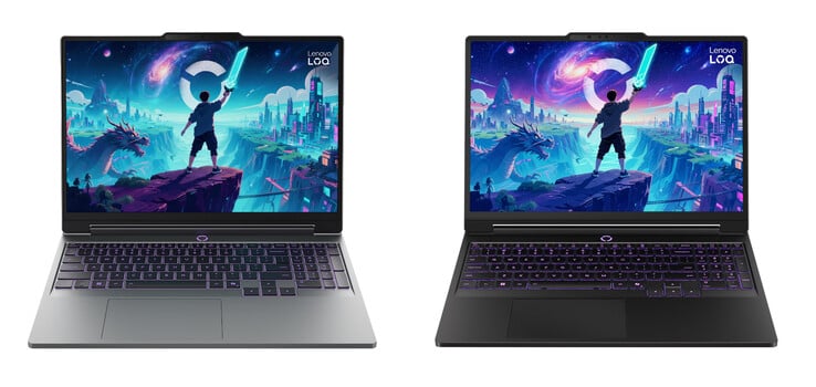 Модель LOQ Essential 15IPH11 в цветовых вариантах «Eclipse Black» и «Luna Grey», справа налево.