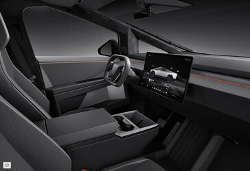Салон Cybertruck Long Range RWD с тканевыми сиденьями и стандартной центральной консолью
