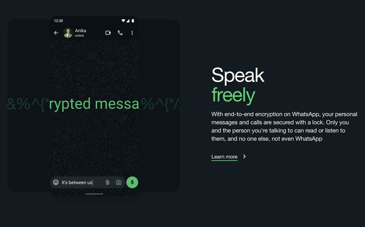 WhatsApp утверждает, что чаты пользователей зашифрованы из конца в конец - последний судебный иск утверждает обратное. (Источник изображения: WhatsApp)