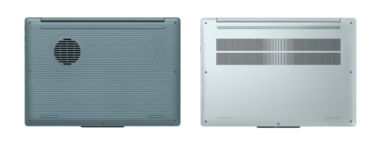 IdeaPad Vibe 15 с пластиковыми и алюминиевыми нижними панелями, слева направо.