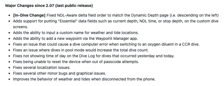Примечания к выпуску системного программного обеспечения Garmin Descent X30 3.06