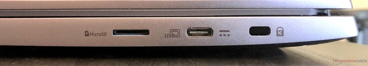 Правая сторона: microSD, USB 3.1 Gen 1 Type-C (поддержка зарядки и видеовыход), слот замка Kensington