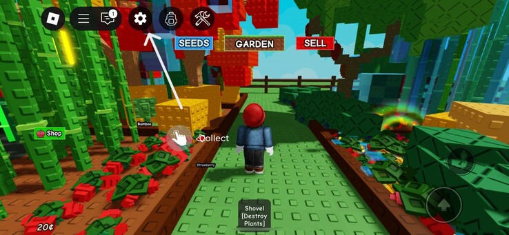 Нажмите на значок "настройки" (Источник изображения: Roblox)
