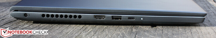 Левая сторона: разъем питания, HDMI 2.0, USB-A 3.2 Gen 1, USB-C (Thunderbolt 4)