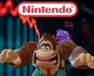 Донки Конг изображен на фоне падающего биржевого тикера Nintendo (Источник изображения: Nintendo of America с правками)