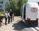 Кампусный шаттл Monocab на 20-метровой испытательной трассе