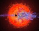 Иллюстрация художника, изображающая экзопланету и звезду.