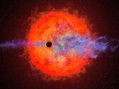 Иллюстрация художника, изображающая экзопланету и звезду.
