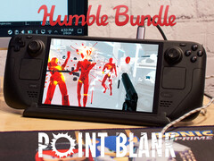 Срок действия пакета Point Blank истекает 4 сентября 2025 года. На фото: Steam Deck с запущенной игрой Superhot. (Источник изображения: Humble Bundle и Notebookcheck - отредактировано)