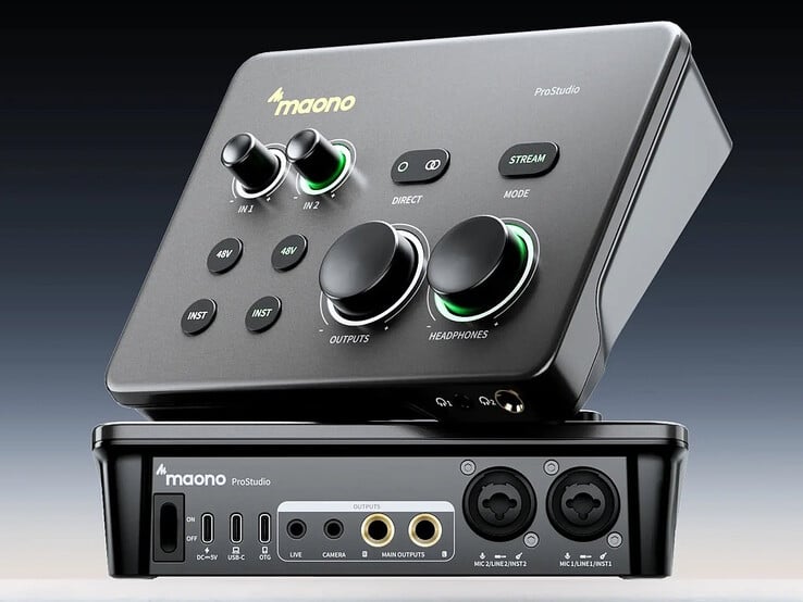 Аудиоинтерфейс Maono P2 оснащён двумя разъёмами XLR/Mic.