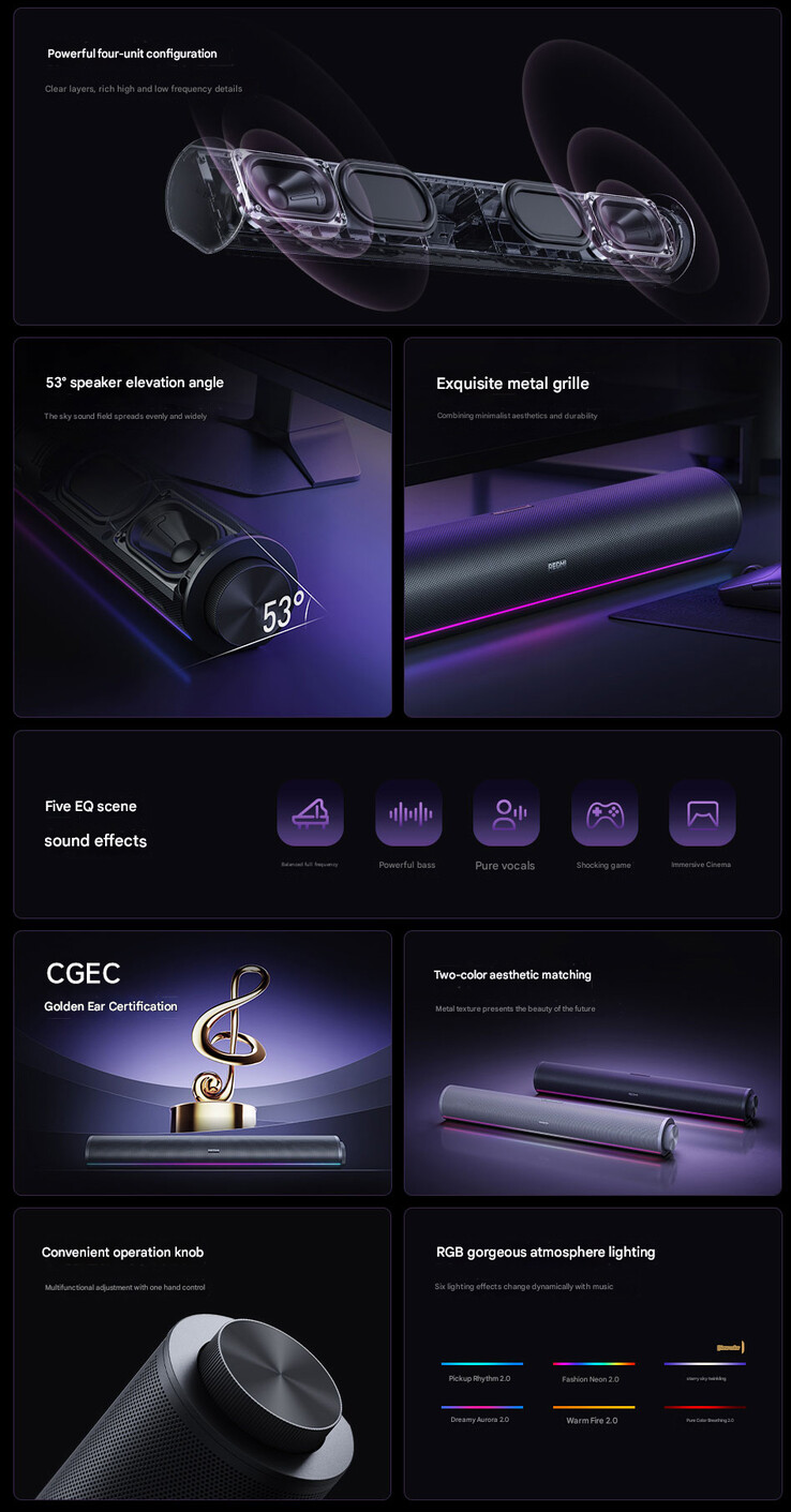 Основные характеристики Redmi Desktop Speaker 2 Pro (Источник изображения: Xiaomi - машинный перевод)