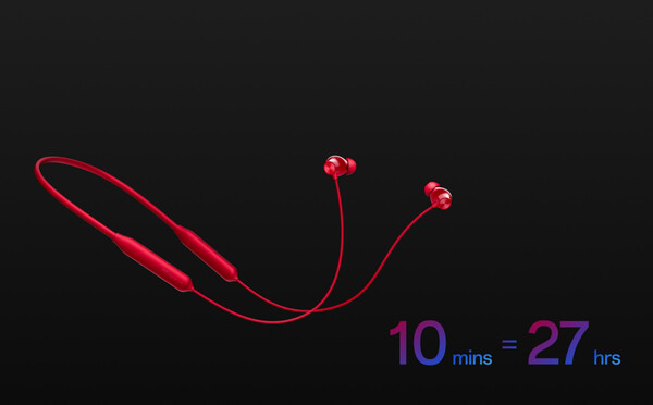 OnePlus Bullets Wireless Z3 обеспечит 27 часов работы после 10-минутной зарядки. (Источник изображения: OnePlus)