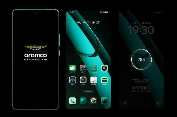 Realme GT 7 Dream Edition имеет собственный загрузочный экран, иконки и обои, вдохновленные Aston Martin. (Источник изображения: Realme)
