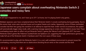 Перегрев Switch 2 в японском посте Reddit (Источник изображения: скриншот, сабреддит Totally Switched)