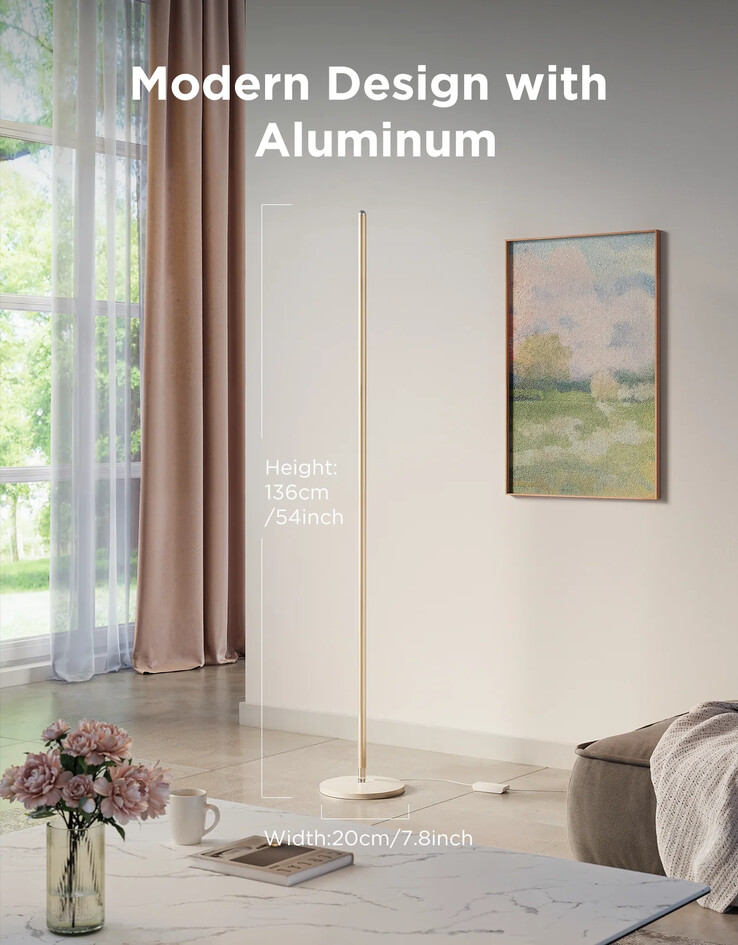 Напольная лампа Govee Floor Lamp Basic цвета шампань (золото). (Источник изображения: Govee) 