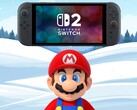 Марио стоит под Switch 2 на фоне зимы (Источник изображения: Nintendo of America с правками)