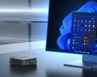 NUC150 может быть оснащен либо Intel N150, либо Core 3 N355. На снимке: промо-изображение мини-ПК, сидящего рядом с монитором. (Источник изображения: Minix)