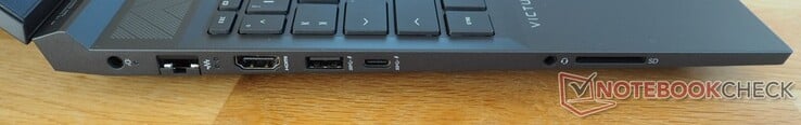 Левая сторона: разъем питания, Ethernet, HDMI 2.1, USB-A 3.0, USB-C 3.0 (DisplayPort), аудио разъем, картридер