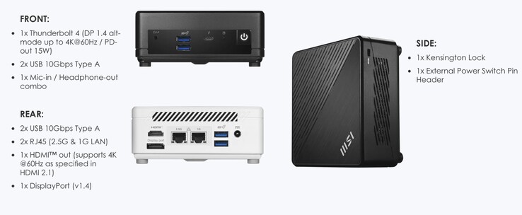 Мини-ПК MSI Cubi 5 1M также предлагает здоровый набор портов. (Источник изображения: MSI)