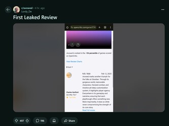 Сообщение Reddit об утечке обзора Avowed (Источник изображения: Avowed subreddit)