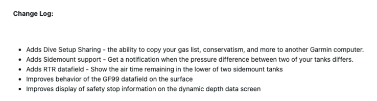 Примечания к выпуску системного программного обеспечения Garmin Descent X50i 5.12