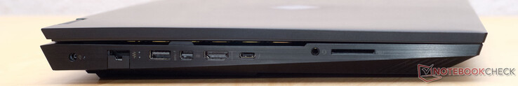 Левая сторона: разъем питания, гигабитный Ethernet, USB 3.2 Type A Gen 1 (always on), mini DisplayPort, HDMI 2.1, USB Type-C with Thunderbolt 4 and DisplayPort, аудио разъем, картридер