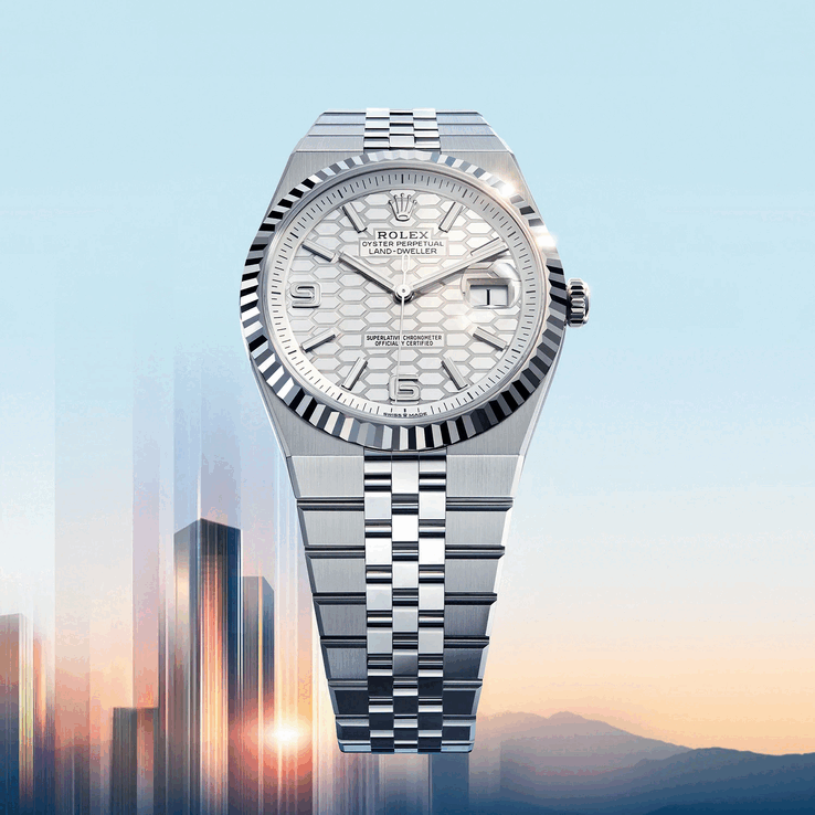 Модель Rolex Land-Dweller оснащена новым интегрированным классическим браслетом Flat Jubilee из пяти звеньев (Источник изображения: Rolex)
