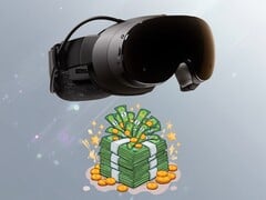 Логотип Valve Steam Frame, изображённый над стопкой наличных денег