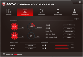 MSI Dragon Center контролирует всё, что касается ноутбука, от его производительности до настроек RGB