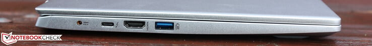 Левая сторона: разъем питания, Thunderbolt 4 (Power Delivery, DisplayPort), HDMI, USB 3.1 Gen 2 Type-A (Sleep & Charge)