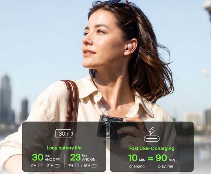 Наушники Belkin SoundForm Dot ANC обеспечивают несколько дней автономной работы при использовании зарядного чехла.