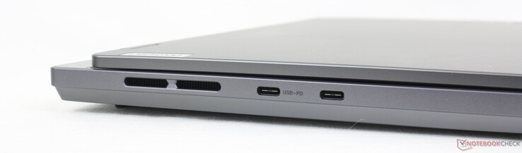 Левая сторона: USB-C 3.2 Gen. 2 (DisplayPort 1.4, 140-Вт Power Delivery), USB-C 3.2 Gen. 2 (DisplayPort 1.4)