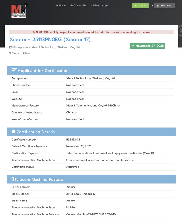 (Источник изображения: NBTC)