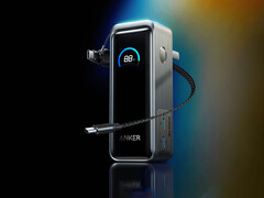 Обновленная модель оснащена 22-см кабелем USB-C в комплекте. На фото: промо-картинка, демонстрирующая переднюю часть пауэрбанка. (Источник изображения: Anker - отредактировано)