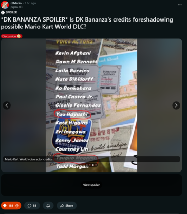 Кредиты Mario Kart World (Источник изображения: скриншот, Mario subreddit)