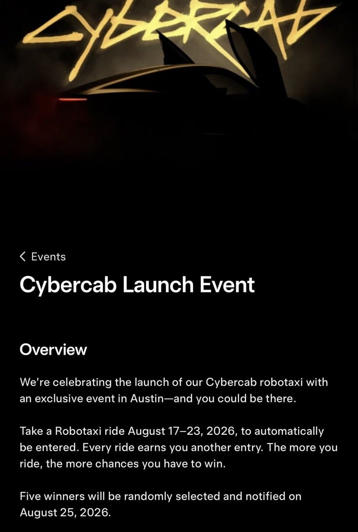 Анонс мероприятия, посвящённого запуску сервиса Cybercab
