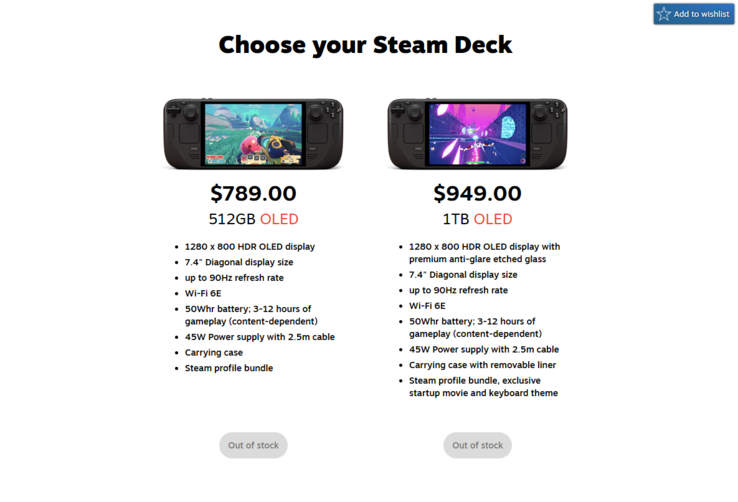Оба OLED-дисплея Steam Deck теперь отсутствуют на складе.