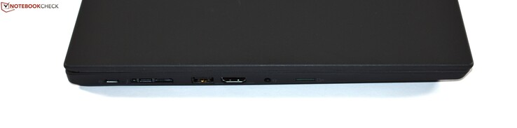 Левая сторона: USB 3.1 Gen 1 type C, Thunderbolt 3, USB 3.0 type A, HDMI, аудио разъем, слот microSD