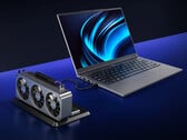 Ноутбук Lecoo Pro 14 Core Edition оснащён процессором Intel Core Ultra 5 135H. На фотографии: ноутбук с подключенной внешней графической картой (eGPU).