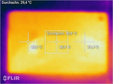 Карта нагрева оборотной стороны MatePad T8 при нагрузке