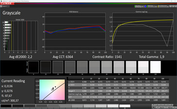 CalMAN: Grayscale – True Tone выкл.; sRGB