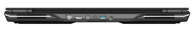 Задняя сторона: LAN, HDMI 2.0, Mini DisplayPort 1.4, USB Type-C 3.1 Gen2 (DisplayPort), USB Type-A 3.0, разъем питания