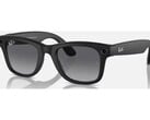 Черные очки Ray-Ban Meta Gen 2, изображённые спереди на белом фоне; камера и светодиод съёмки расположены в передних углах