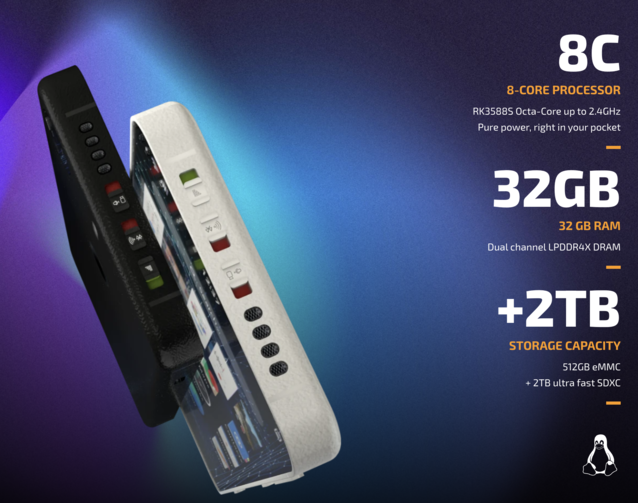 NEXX оснащен аппаратными переключателями для радиостанций и USB-портов, но процессор вряд ли сможет конкурировать с современными смартфонами (Источник изображения: Liberux)