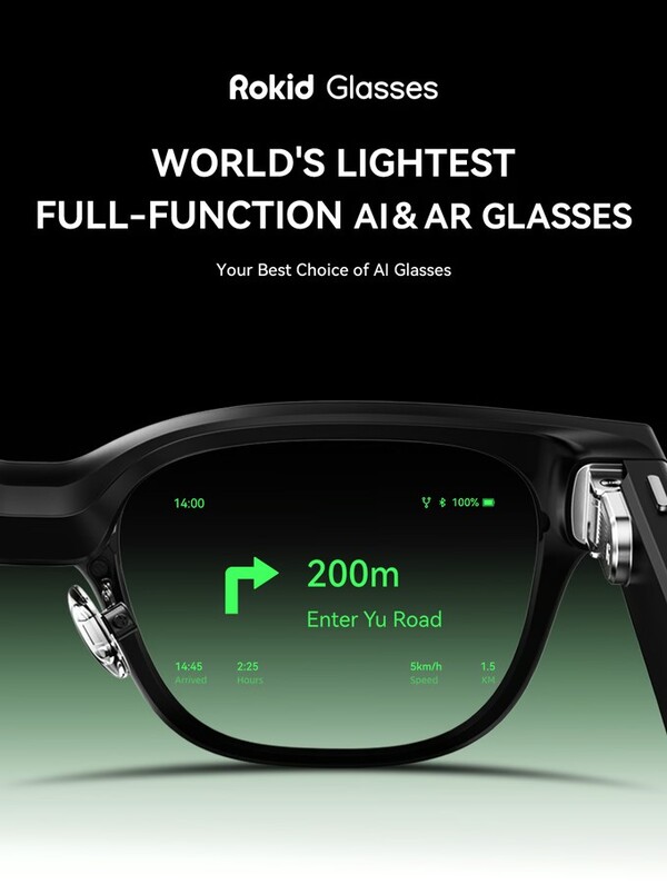 Очки Rokid Glasses оснащены двумя микро-светодиодными дисплеями. (Источник изображения: Rokid)
